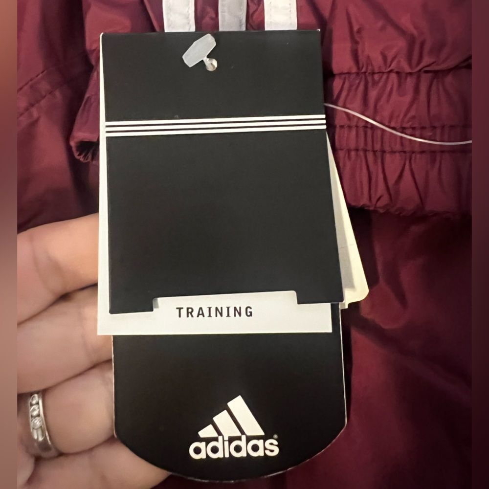NWT Adidas Windbreaker Full Zip Jacket Vintage Retro Mens Sz 2XL Maroon 3 Stripe - Picture 7 of 14